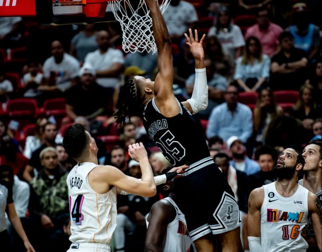 Romeo Langford helped the San Antonio Spurs defeat the Miami Heat.
