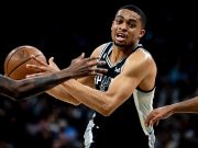 Keldon Johnson on the court in the Spurs win over the nets