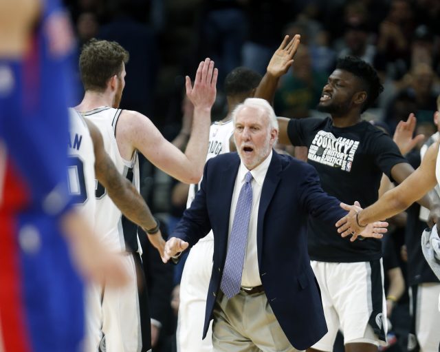 Greg Popovich on the court with the Spurs. The Spurs have some choices for the upcoming free agency.